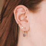 Tambora - faux piercing puces d'oreilles chaine perle de culture or argent