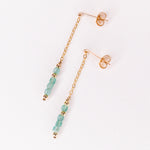 Taravo vert - Boucles d'oreilles puces chainettes aventurine verte or ou argent