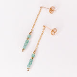 Taravo vert - Boucles d'oreilles puces chainettes aventurine verte or ou argent