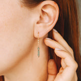 Taravo vert - Boucles d'oreilles puces chainettes aventurine verte or ou argent