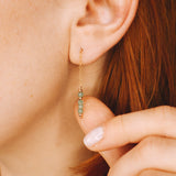 Taravo vert - Boucles d'oreilles puces chainettes aventurine verte or ou argent