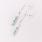 Taravo vert - Boucles d'oreilles puces chainettes aventurine verte or ou argent