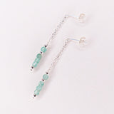 Taravo vert - Boucles d'oreilles puces chainettes aventurine verte or ou argent