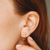 Veore blanc - Boucles d'oreilles puces chainettes perles de culture or ou argent