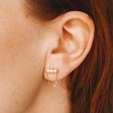 Veore blanc - Boucles d'oreilles puces chainettes perles de culture or ou argent