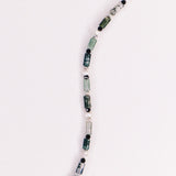 Yezidis vert - Collier court pierres homme agate mousse verte or argent