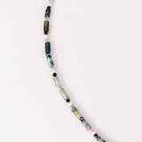 Yezidis vert - Collier court pierres homme agate mousse verte or argent
