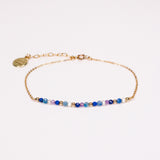 Céphée - bracelet chaine empierré lapis lazuli, améthyste et perle de culture or ou argent