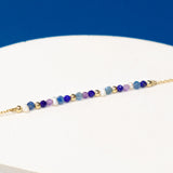 Céphée - bracelet chaine empierré lapis lazuli, améthyste et perle de culture or ou argent