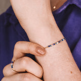Céphée - bracelet chaine empierré lapis lazuli, améthyste et perle de culture or ou argent