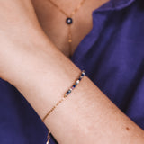 Céphée - bracelet chaine empierré lapis lazuli, améthyste et perle de culture or ou argent