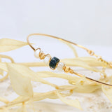 Ariane - Bracelet jonc femme nacre agate mousse or argent