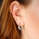 Olympe - Boucles d'oreilles femme creoles nacre agate mousse or argent