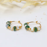 Olympe - Boucles d'oreilles femme creoles nacre agate mousse or argent