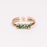 Andrea vert - Bague multirangs pierres precieuses d'emeraude verte or ou argent 