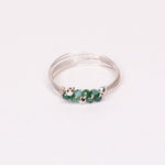 Andrea vert - Bague multirangs pierres precieuses d'emeraude verte or ou argent 