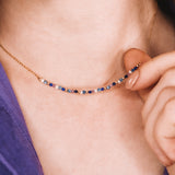 Andromede - Collier court femme pierres lapis lazuli amethyste perle de culture or argent 