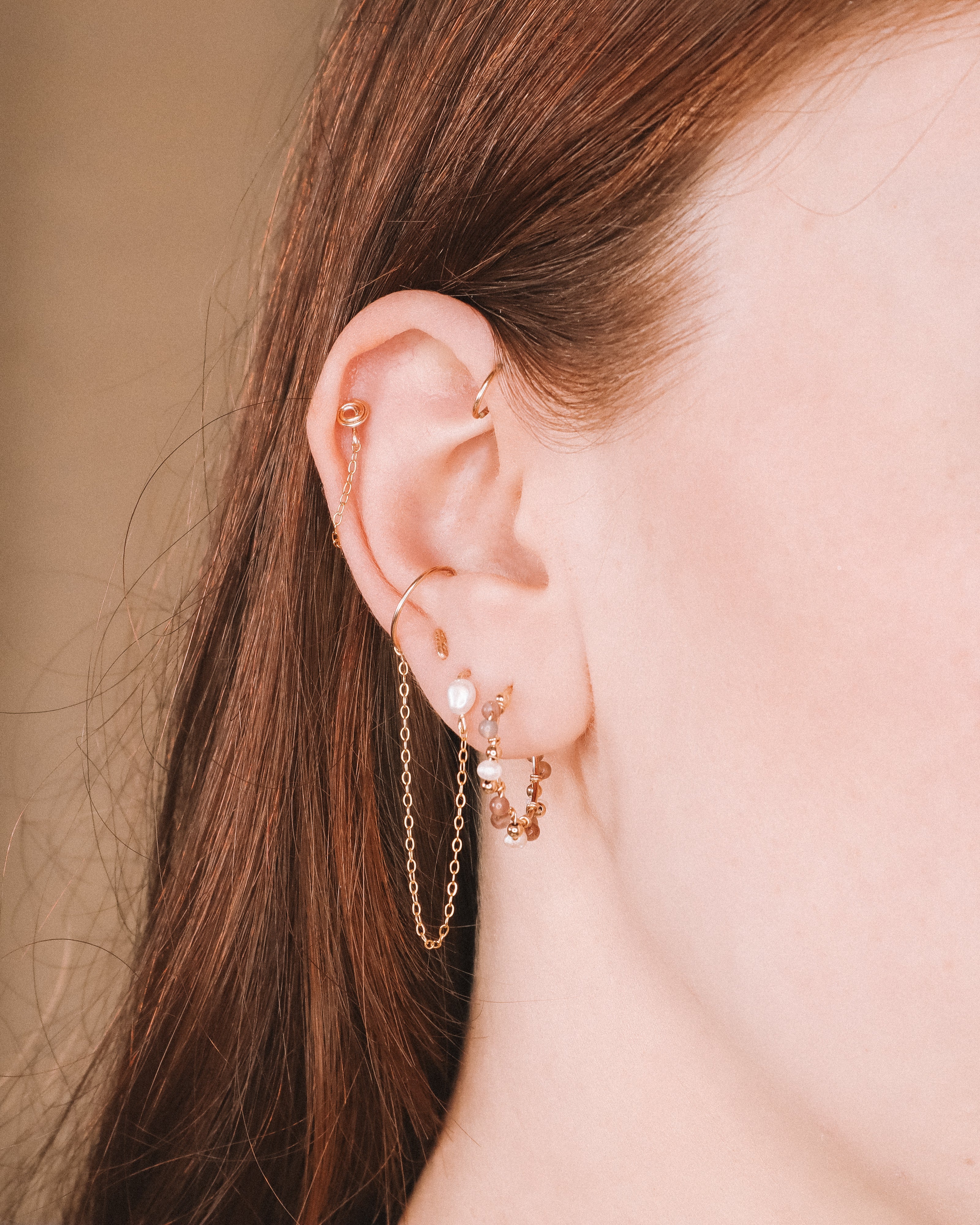 Asmara - Boucles d'oreilles creoles femme perles de culture agate or argent 