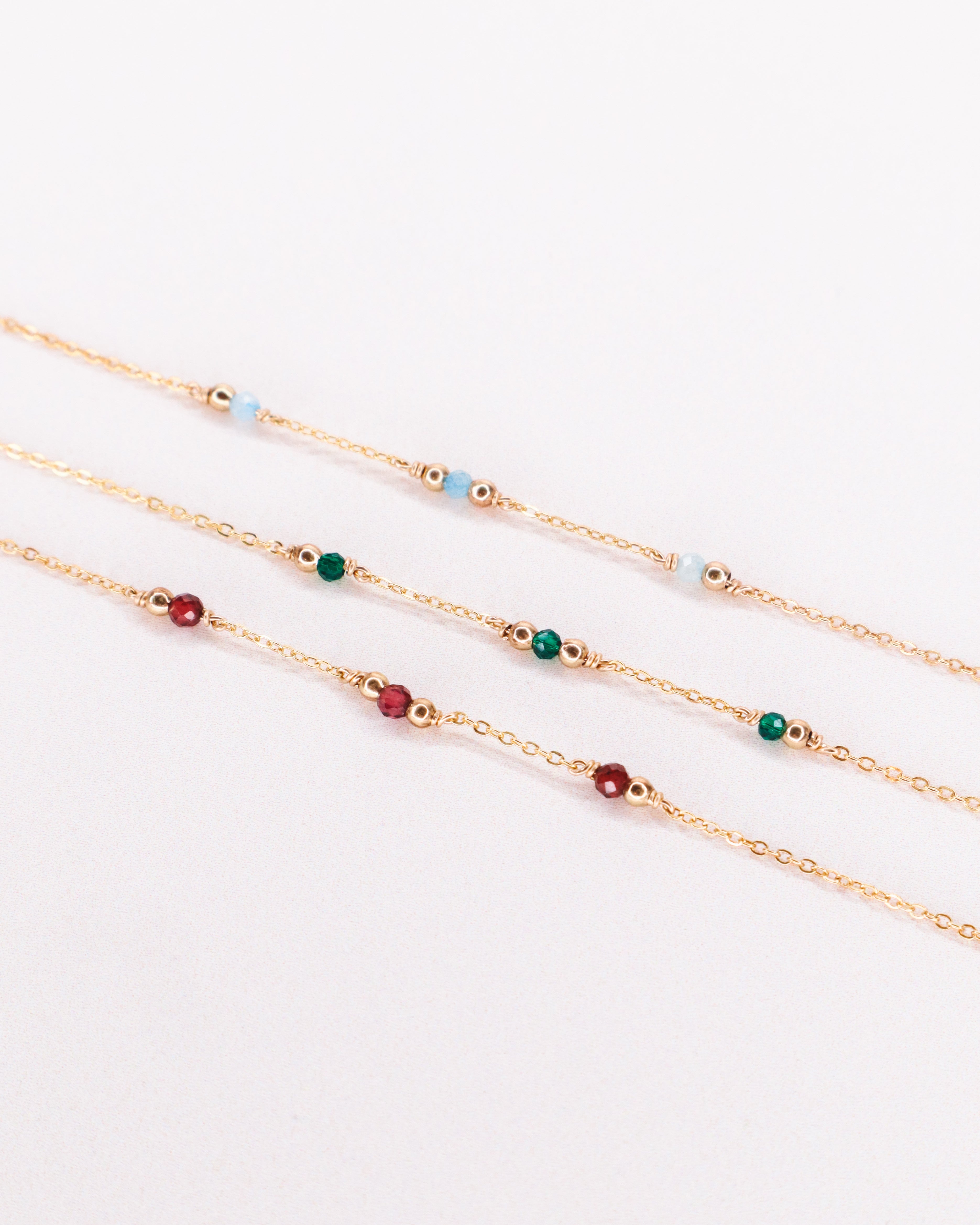 Aube - Bracelet femme personnalisable pierres precieuses de naissance or ou argent 