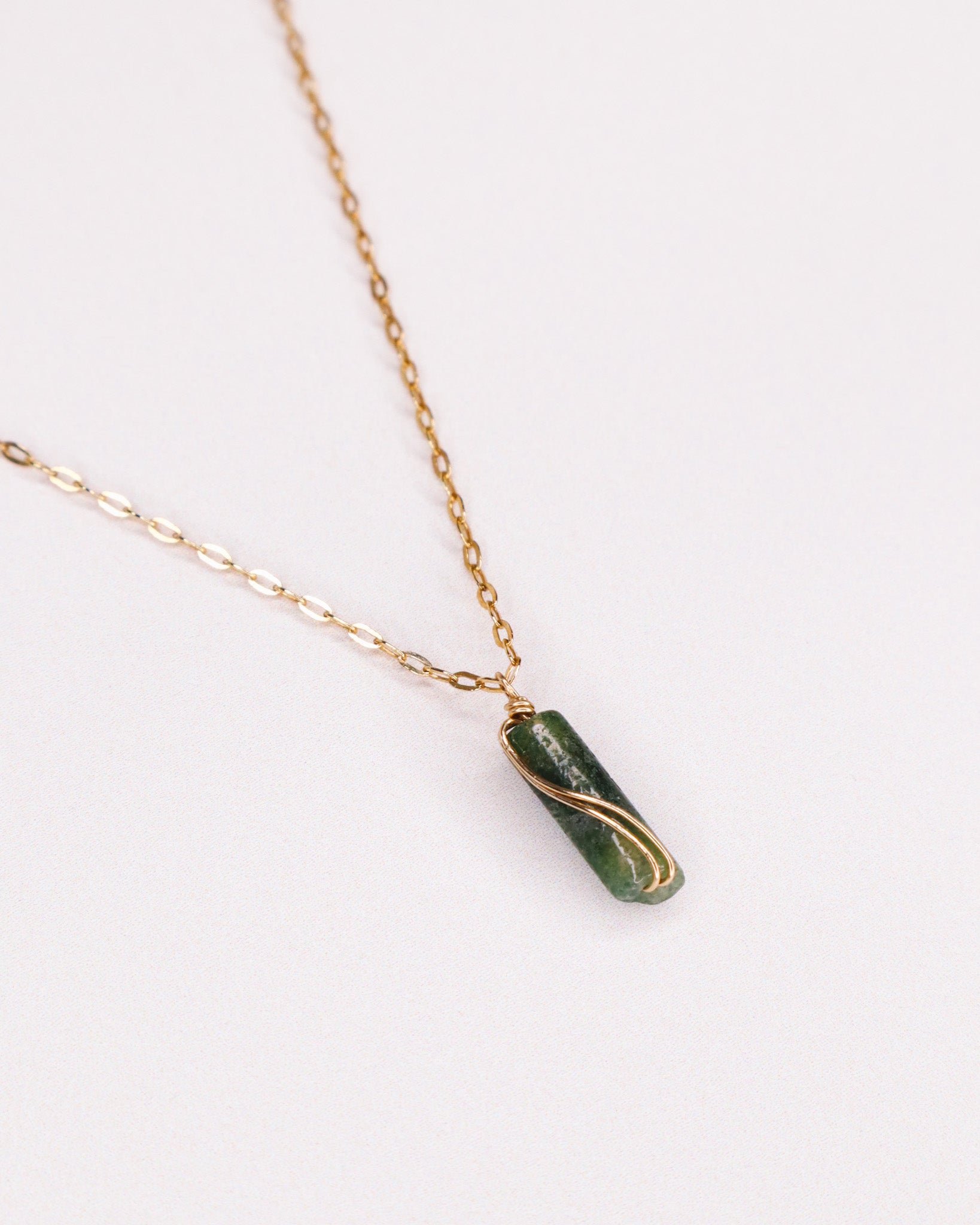 Azeris - Collier pendentif homme pierre agate mousse verte or ou argent 