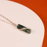 Azeris - Collier pendentif homme pierre agate mousse verte or ou argent 