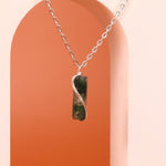 Azeris - Collier pendentif homme pierre agate mousse verte or ou argent 