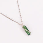 Azeris - Collier pendentif homme pierre agate mousse verte or ou argent 