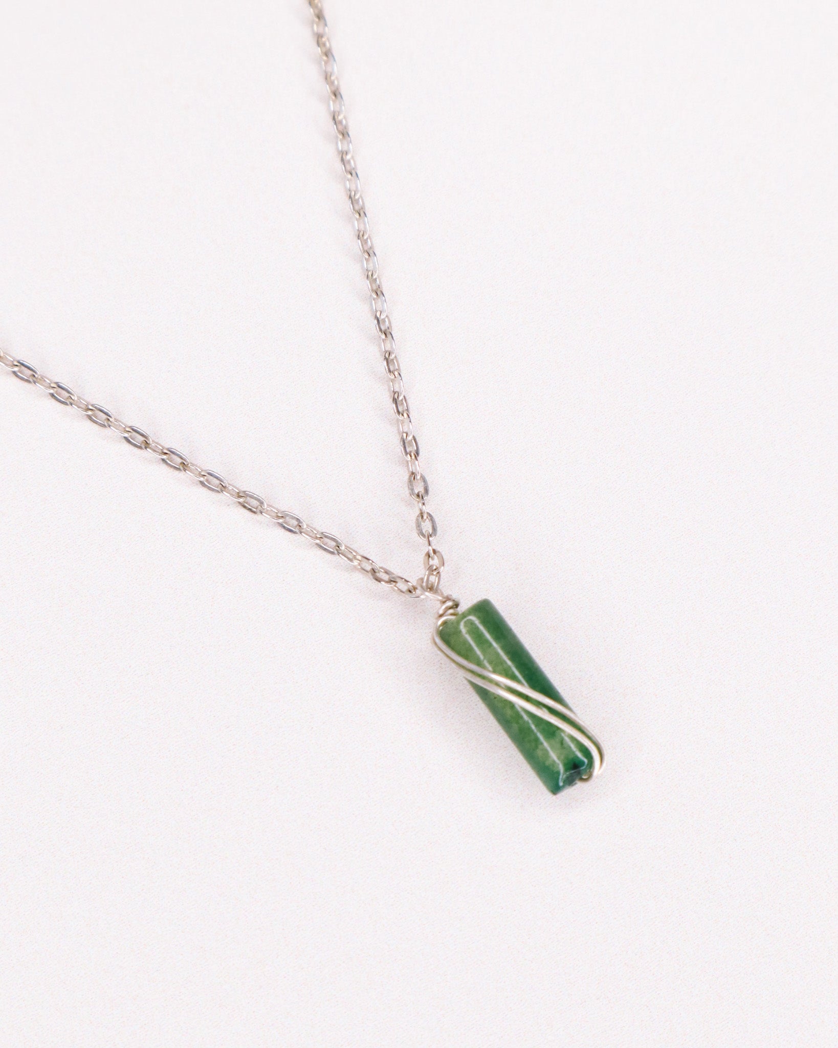 Azeris - Collier pendentif homme pierre agate mousse verte or ou argent 