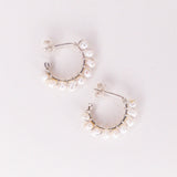 Beaume blanc - Boucles d'oreilles creoles precieuses en perle de culture blanche or ou argent 