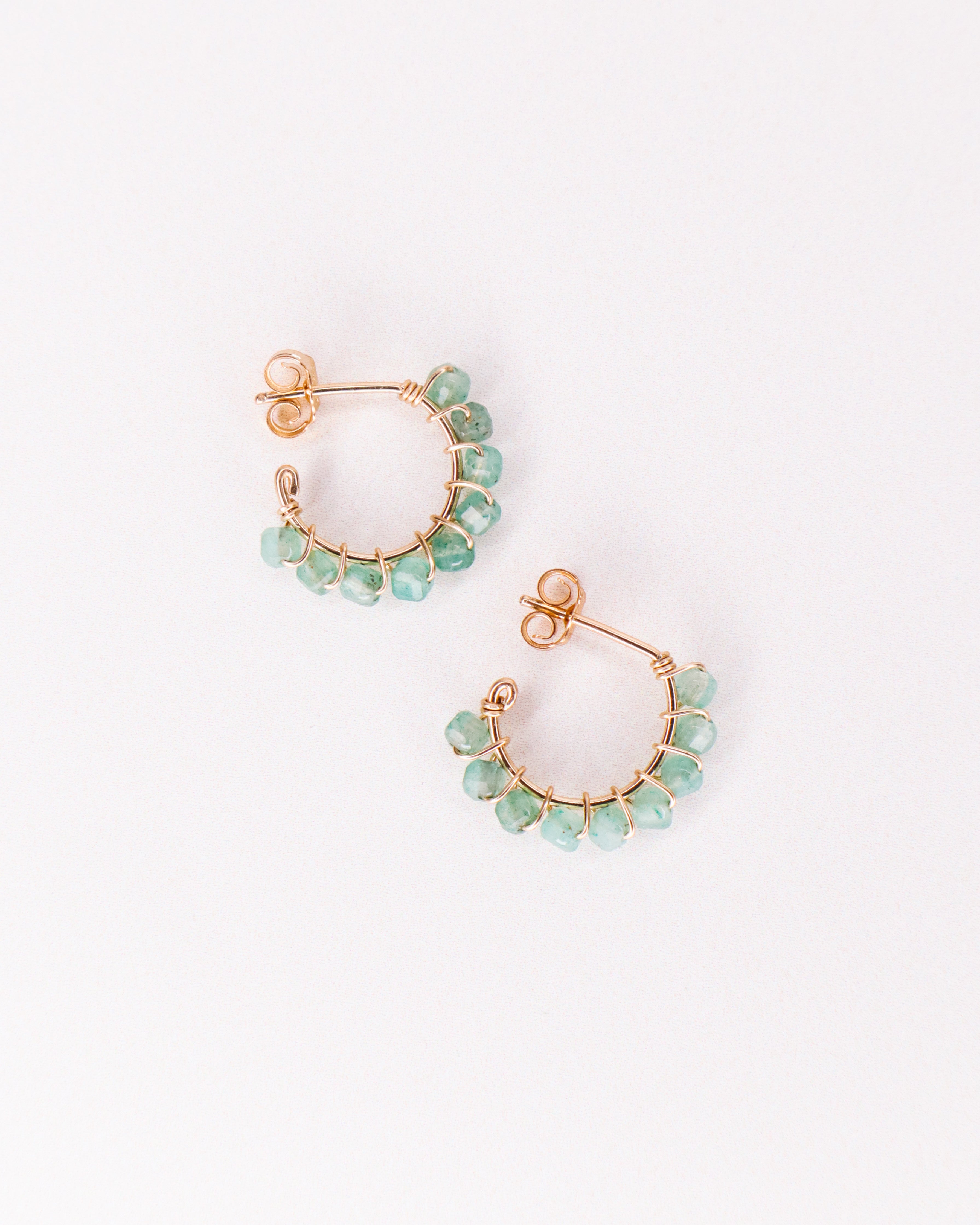 Beaume vert - Boucles d'oreilles creoles aventurine verte or ou argent 