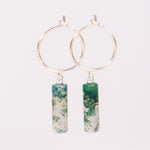 Betula - Boucles d'oreilles creoles pampilles agate mousse verte or ou argent 