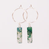 Betula - Boucles d'oreilles creoles pampilles agate mousse verte or ou argent 