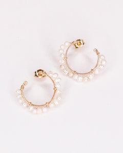 Capraia - Boucles d'oreilles puces illusion creoles perles de culture or argent 