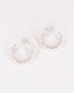 Capraia - Boucles d'oreilles puces illusion creoles perles de culture or argent 