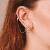 Certosa - Piercing boucles d'oreilles créoles jumelles chaine perle de culture or argent 