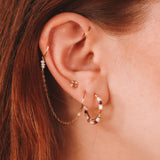 Certosa - Piercing boucles d'oreilles créoles jumelles chaine perle de culture or argent 