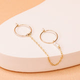 Certosa - Piercing boucles d'oreilles créoles jumelles chaine perle de culture or argent 
