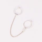 Certosa - Piercing boucles d'oreilles créoles jumelles chaine perle de culture or argent 