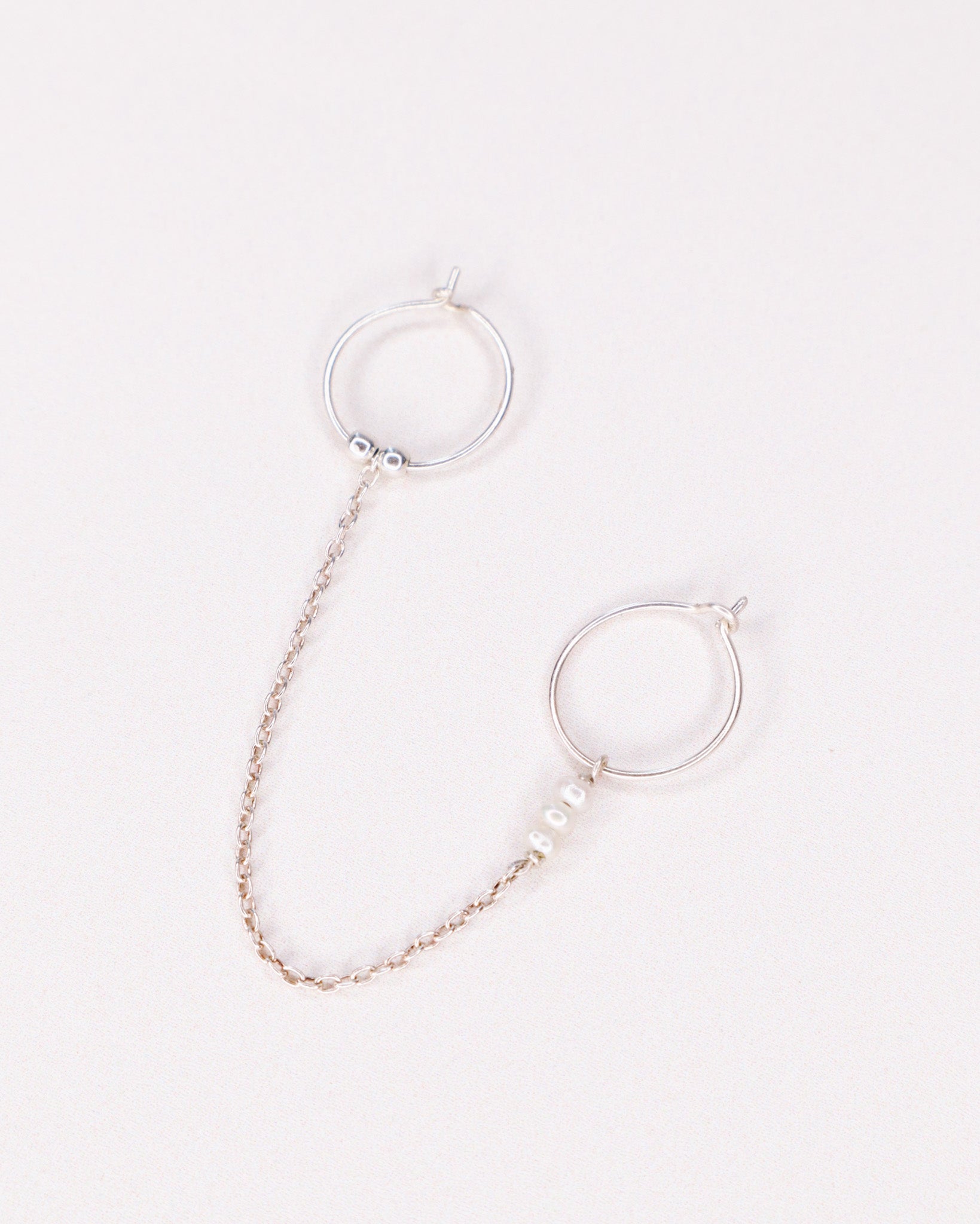Certosa - Piercing boucles d'oreilles créoles jumelles chaine perle de culture or argent 