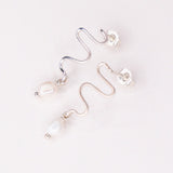 Delphes - Boucles d'oreilles pendantes serpent perle de culture or argent 
