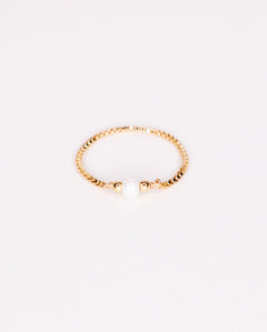 Elle blanc - Bague chainette perle de culture blanche or ou argent 