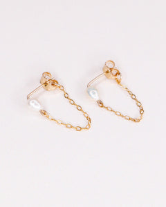 Eris - Boucles d'oreilles chainettes perles de culture or ou argent 