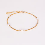 Eure blanc - Bracelet chaine maille venitienne femme perle de culture or argent 