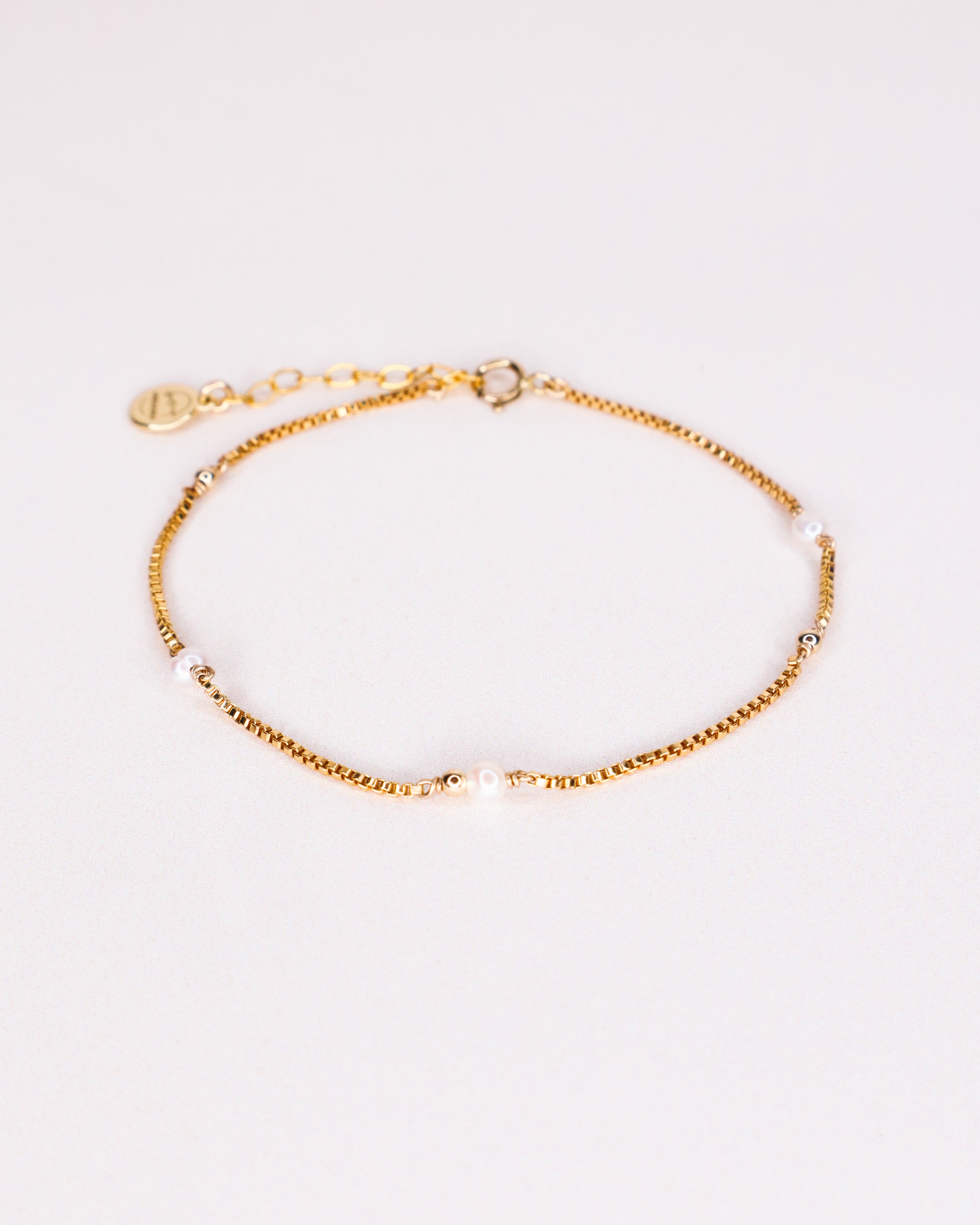 Eure blanc - Bracelet chaine maille venitienne femme perle de culture or argent 