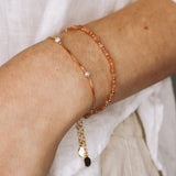 Eure blanc - Bracelet chaine maille venitienne femme perle de culture or argent 