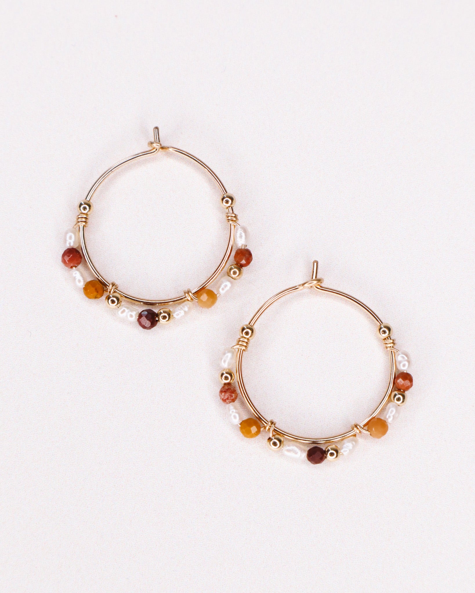 Giudecca - Boucles d'oreilles créoles femme perles de culture et jaspe or ou argent 