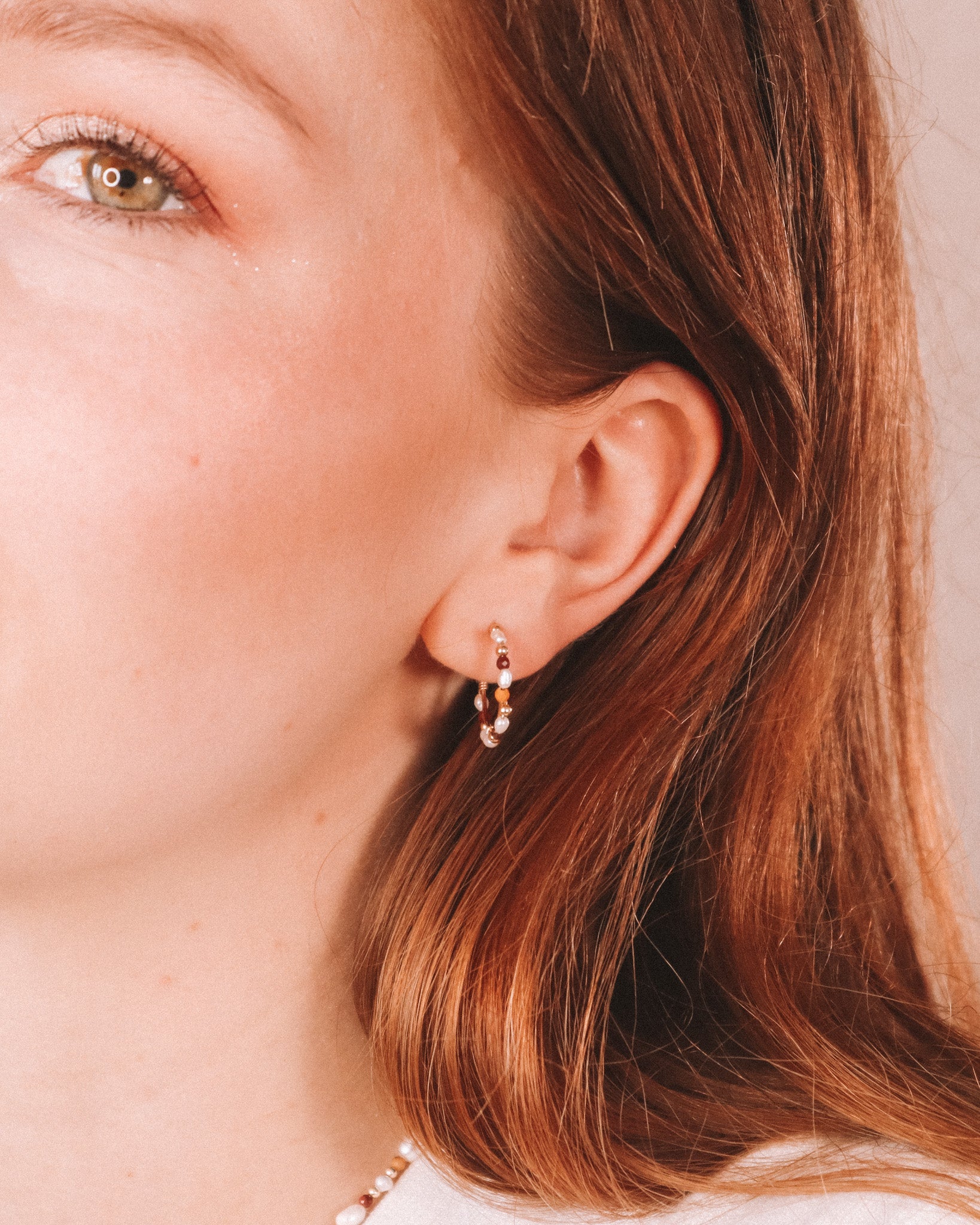 Giudecca - Boucles d'oreilles créoles femme perles de culture et jaspe or ou argent 