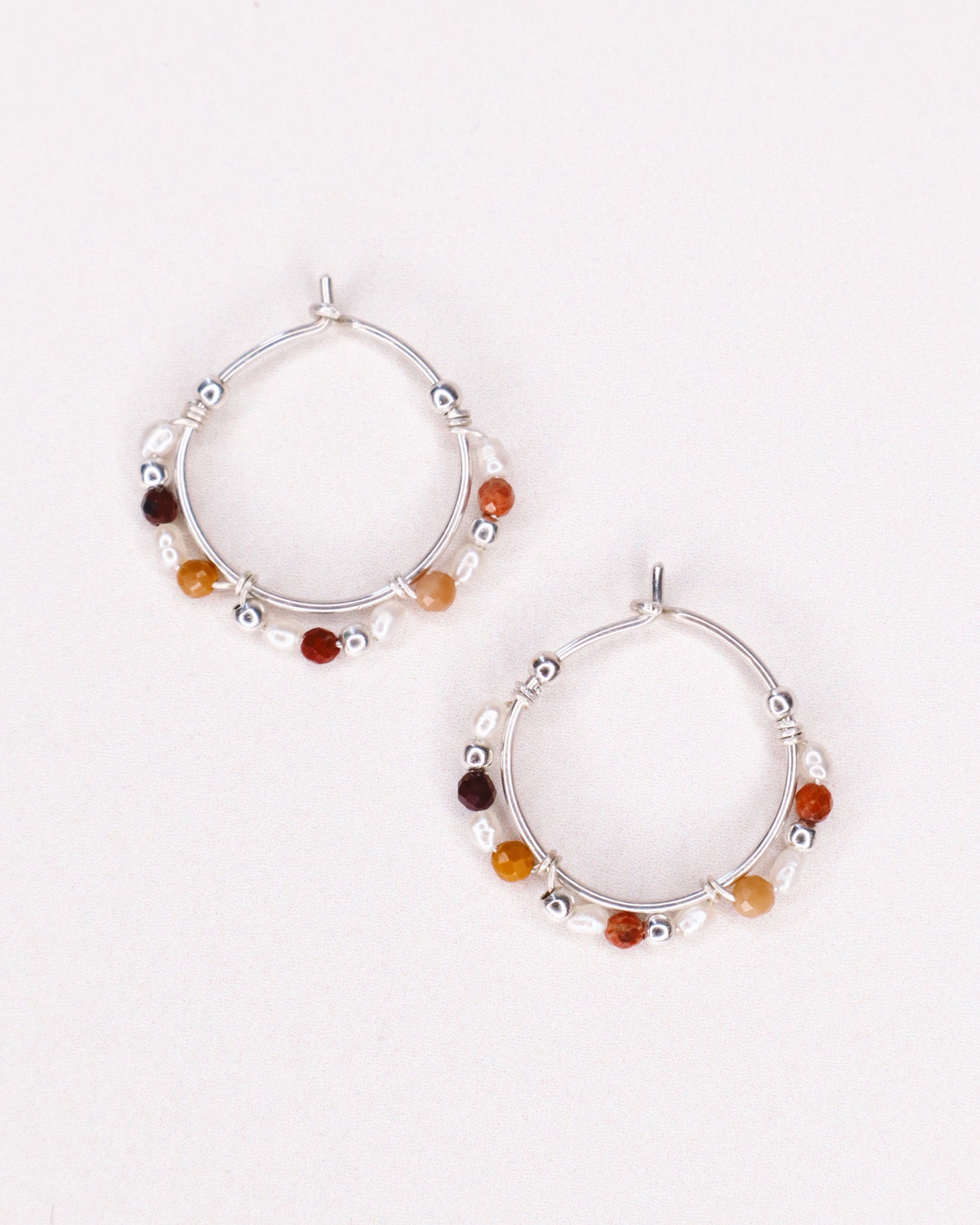 Giudecca - Boucles d'oreilles creoles femme perles de culture et jaspe or ou argent 