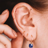Helix - Boucles d'oreilles puces demi rondes diamantees or ou argent 