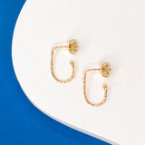 Helix - Boucles d'oreilles puces demi rondes diamantees or ou argent 